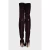 Brown suede stiletto heeled over-the-knee boots