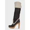 Insulated suede heeled boots