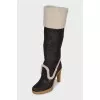 Insulated suede heeled boots