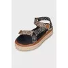 Textile sandals with a signature print