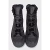 Gray leather boots with fur