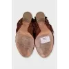 Brown suede open toe ankle boots