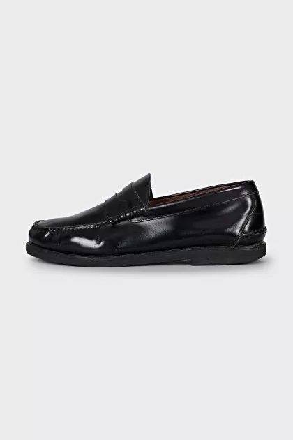 Men's black leather loafers