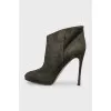 Green suede ankle boots