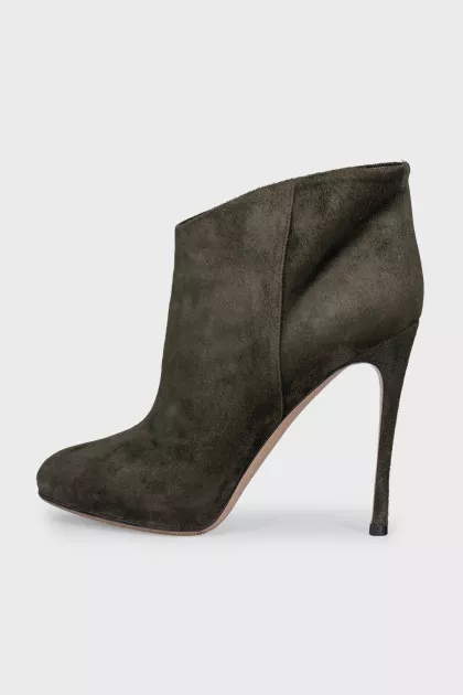 Green suede ankle boots