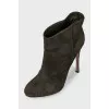 Green suede ankle boots