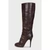 Brown leather boots with heels