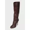Brown leather boots with heels