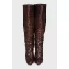 Brown leather boots with heels