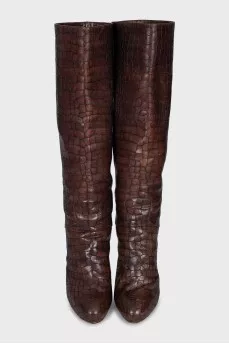 Brown leather boots with heels