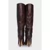 Brown leather boots with heels