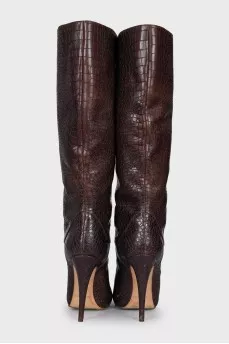 Brown leather boots with heels