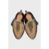 Brown leather boots with heels