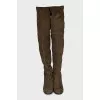 Green suede over-the-knee boots