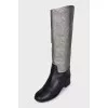 Silver and black leather boots