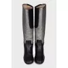 Silver and black leather boots