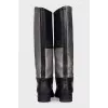 Silver and black leather boots