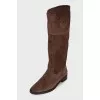 Brown suede boots with embossing