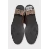 Brown suede boots with embossing