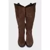 Brown suede boots with embossing