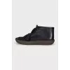 Men's black leather lace-up boots