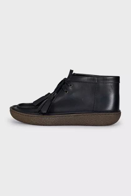 Men's black leather lace-up boots