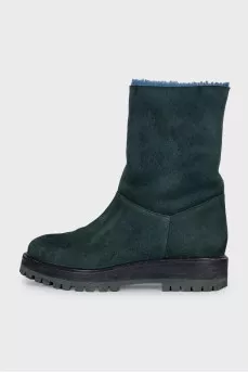 Замшеві зелені черевики