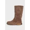 Brown suede half boots