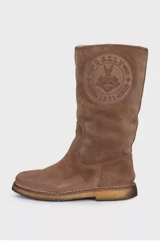 Brown suede half boots
