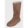 Brown suede half boots