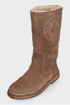Brown suede half boots
