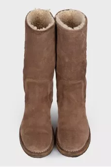 Brown suede half boots
