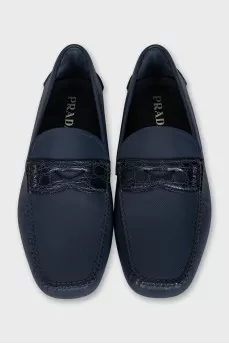 Men's blue leather loafers