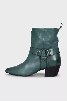 Green leather boots with heels