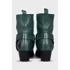 Green leather boots with heels