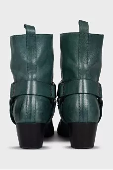 Green leather boots with heels