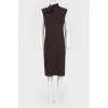 Dress with stand-up collar and bow