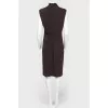 Dress with stand-up collar and bow