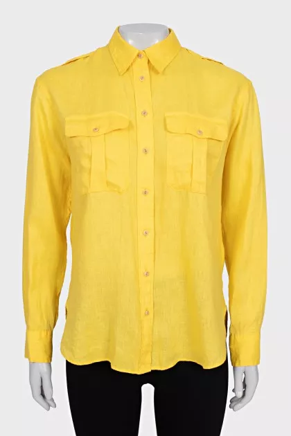 Yellow linen shirt with tag