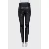 Black leather tapered trousers