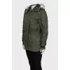 Green jacket with removable fur