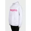 White oversized hoodie with print