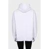 White oversized hoodie with print