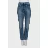 Light blue high-waist straight jeans