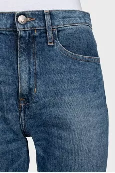 Light blue high-waist straight jeans