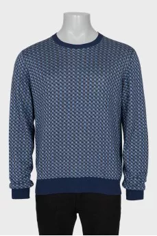 Men's blue printed jumper