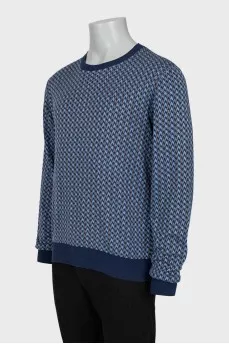 Men's blue printed jumper