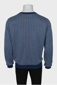 Men's blue printed jumper
