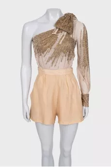 Jumpsuit with shorts decorated with sequins