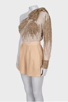 Jumpsuit with shorts decorated with sequins